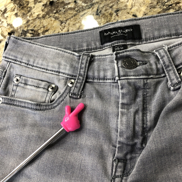 Size 25/0 Banana Republic High Rise Skinny Women Stretchy Jeans Distressed PK - Picture 12 of 16